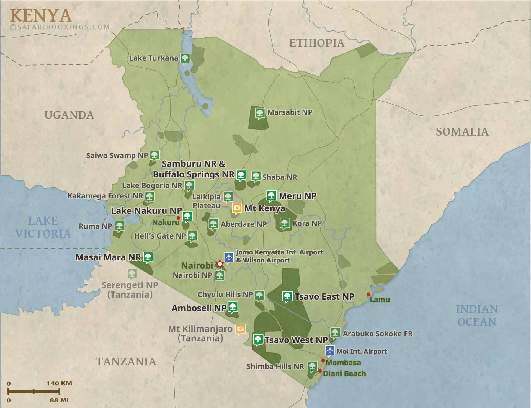Map of Kenya National Parks