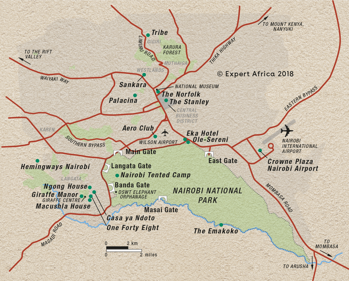 Map Showing Nairobi Airports